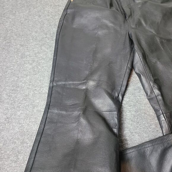 Vtg 90's Metrostyle Women's Size 12 Black Leather Motorcycle Boot Cut Pant Lined - Picture 8 of 15